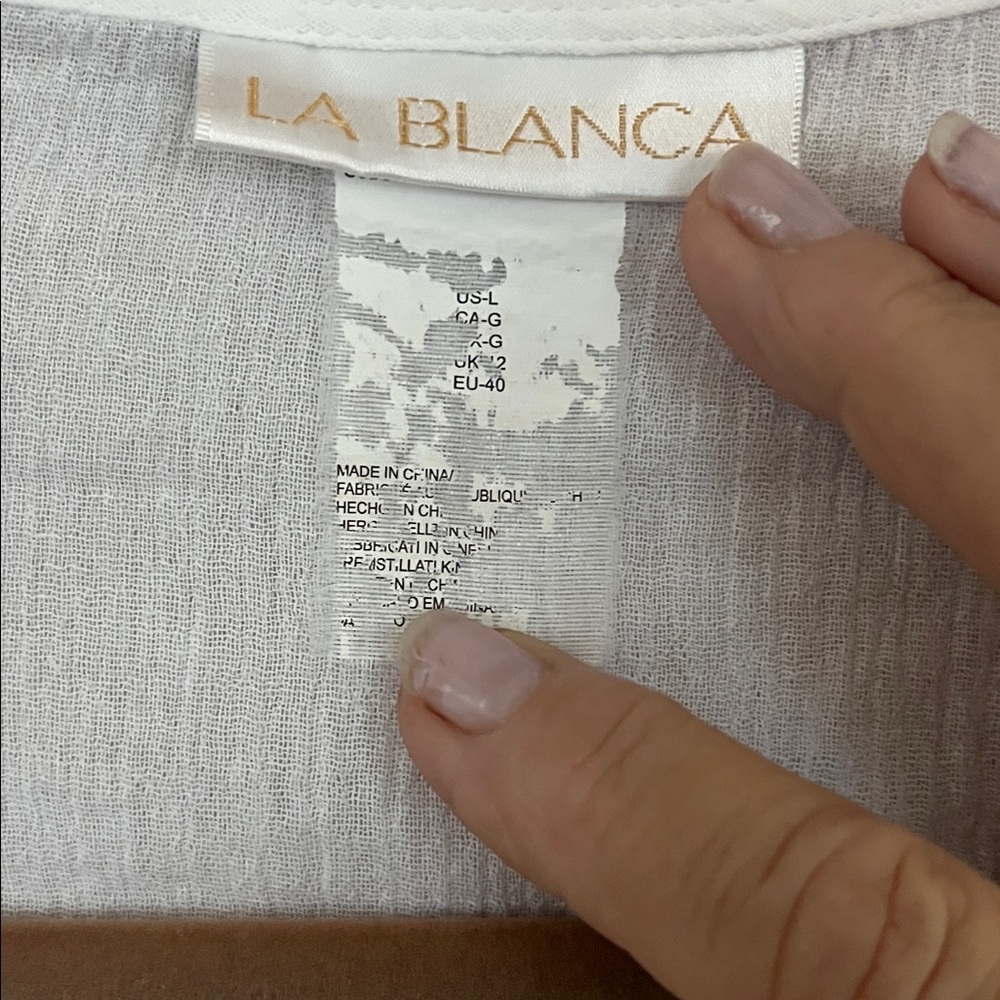 La Blanca White Island Fare Cover Up Crochet Trim Tunic Swimsuit - Picture 5 of 6